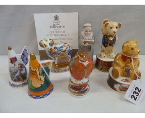 Royal Worcester Connoisseur collection candle snuffers - Monk, Teddy Bears, Zodiac Sheep, Robin, Pansy Fairy, Castles in the 