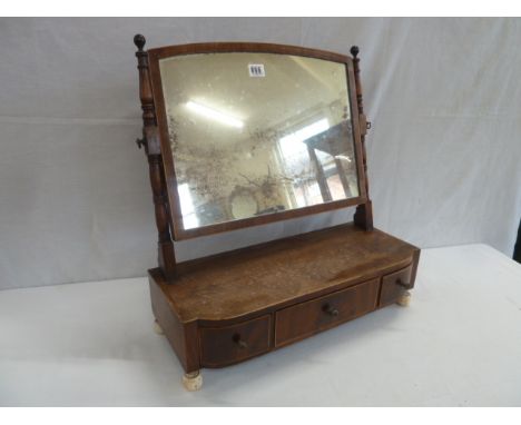 Georgian mahogany bow front dressing mirror on ivory ball feet 