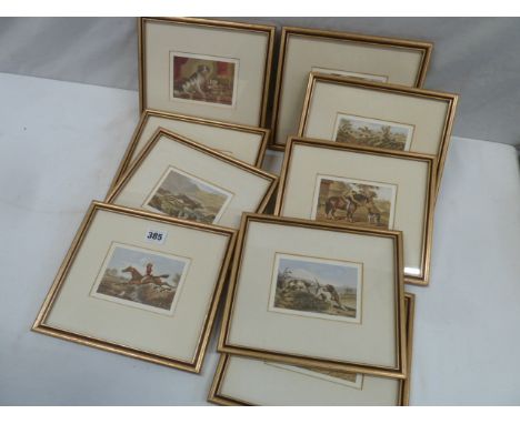 Two sets small framed prints- English countryside, hunting etc (11 + 9)