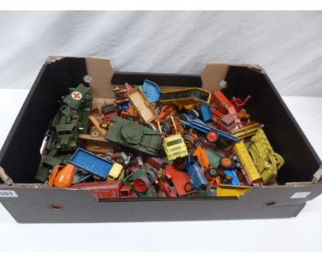 Playworn die cast model military and farming vehicles - Dinky, Corgi, Crescent etc 
