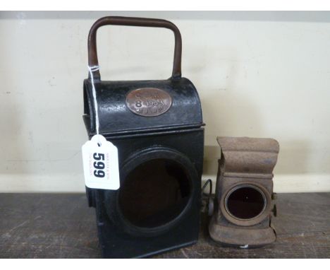 Railway lamp - SNLW Ltd 1939 and vintage bicycle lamp (2) 