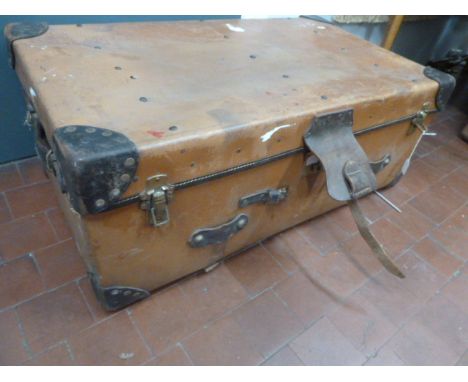 Leather bound composite cabin trunk