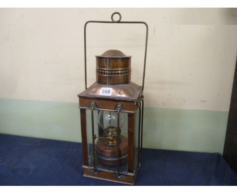 Vintage style copper plated oil lamp 