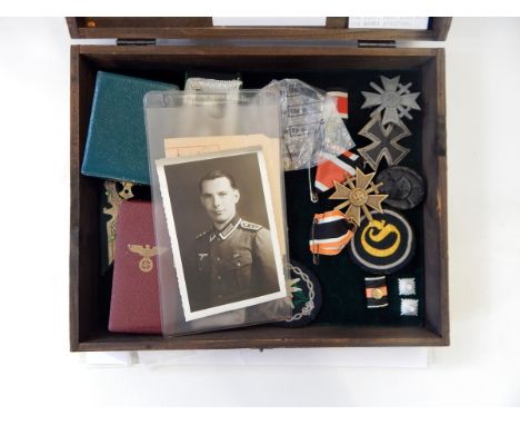 German Iron Cross, first class, two war merit medals with swords. German wound medal and a quantity various German enamel and