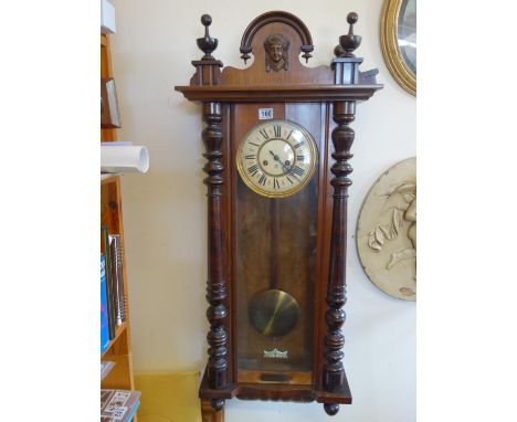 Gustav Becker, good quality Vienna regulator clock in working order 3'6 tall 8" dial with Roman Numerals, 8 day movement stri