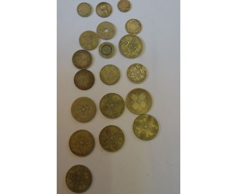 19 pre-1927 SILVER English coins, various denominations, varying conditions 
