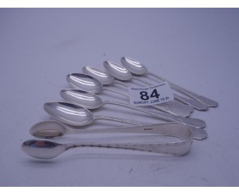 Pair of SILVER sugar nips makers mark HW, Sheffield h/m 1920 and 6 x matching tea spoons 57 grams 