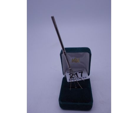 Solid SILVER metamorphic cocktail stirrer, 4" long makers mark FW Birmingham h/m 1920's 