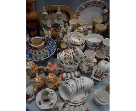 A COLLECTION OF DECORATIVE AND DOMESTIC CERAMICS including a Wedgwood 'Eastern Flowers' part tea set, a 'Titian Ware' plate, 