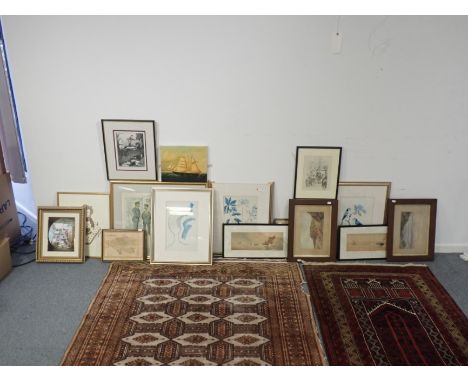 A COLLECTION OF PICTURES AND PRINTS including a vanity fair print of HRH The Prince of Wales, At Cowes, 37cm high x 50cm wide