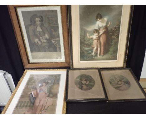 A FULL-LENGTH PORTRAIT OF A LADY signed engraving, 54cm x 33cm, together with a small group of further pictures and prints (a