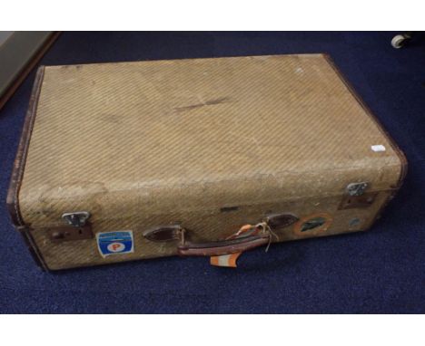 A GEORGE II STYLE ARMCHAIR, AND A VINTAGE SUITCASE -2