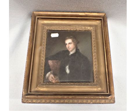 A PASTEL PORTRAIT OF A YOUNG MAN in gilt frame, possibly 18th century 28 x 31cm