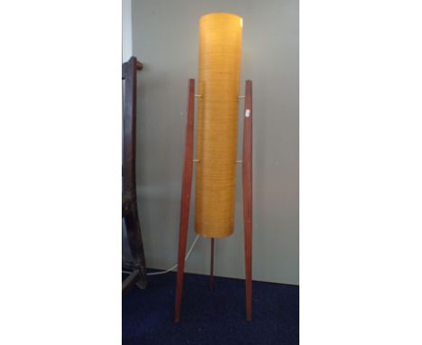 A 1960S FLOOR LAMP WITH ORANGE  FIBREGLASS SHADE 112cm high