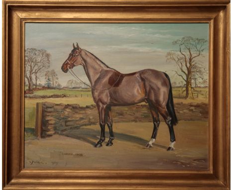 WALLER (20th Century) 'Lordswood' horse portrait, signed, titled and dated 1965 lower left, oil on canvas, 40cm x 50cm. The e