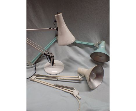 AN ADJUSTABLE DESK LAMP and two similar with no base