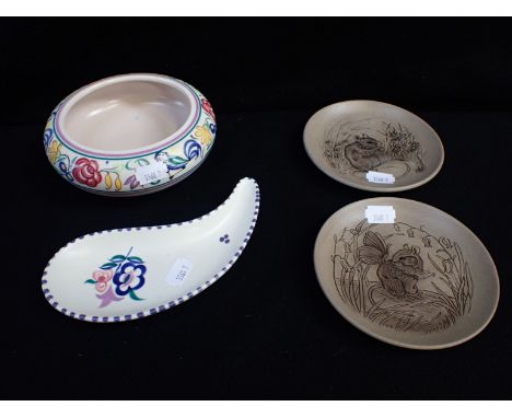 TWO BARBARA LINLEY ADAMS SIDE PLATES and two other Poole Pottery items