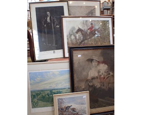WILL. WARD; 'THE BLIND BEGGAR OF BEDNALL GREEN', MEZZOTINT a signed Archibald Thorburn print, 'The Huntsman', after Munnings,