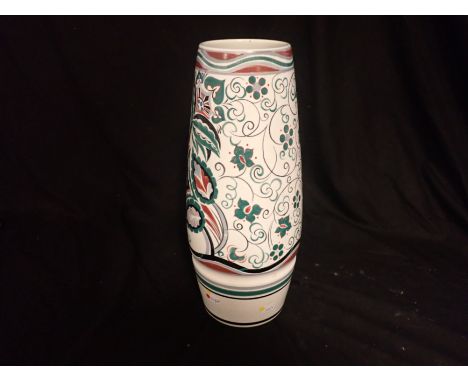 A LARGE POOLE POTTERY VASE marked to the base 'EC N. Blackmail 85', 39cm high