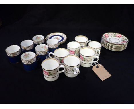 A SET OF SIX SPODE COFFEE CANS with three saucers, and seven Royal Worcester coffee cans, with eight saucers (a lot)