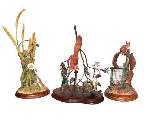 Border Fine Art including 'The Chase', model No. B0444 (a.f.), 'Red Squirrel and Goldcrests', model No. B0862 by Ray Ayres, l
