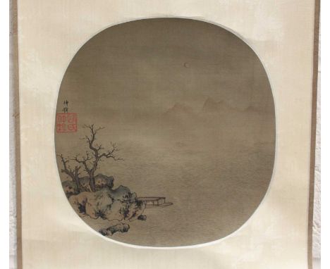 A group of twelve Chinese hanging scroll paintings, mid to late 20th century, including three fan shaped panels depicting lan