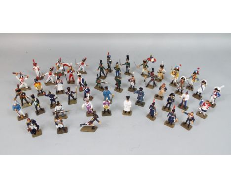 46 model figures depicting soldiers of Napoleonic era, lead alloy - hand painted