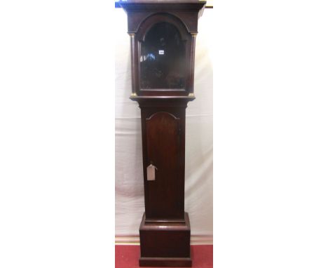 A Georgian oak longcase clock case, the trunk enclosing a full length door, the hood to enclose a 12 inch square arch dial (c