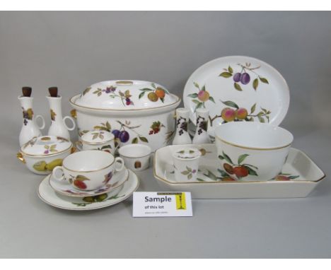 A quantity of Royal Worcester Evesham pattern oven to table wares including a pair of large serving dishes and covers, furthe