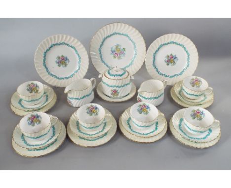 A collection of Minton Ardmore pattern teawares comprising a milk jug and cream jug, covered sucrier, six cups, six saucers, 