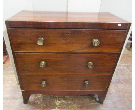 A Regency mahogany caddy top chest of three long drawers, on swept supports, 92cm wide
