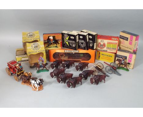 Boxed Britains models with wild west or American civil war theme comprising Orlando Stage 7615, four civil war mounted figure