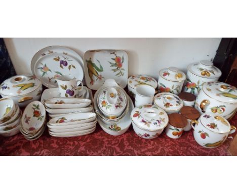 An extensive  collection of Royal Worcester Evesham pattern wares including storage jars and covers, tureens and covers, boxe