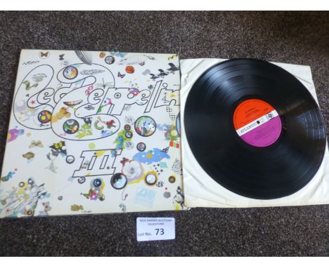 Records: Led Zeppelin III album - Atlantic 2401002 plum/red - sleeve/vinyl both vg+ - looks barely played