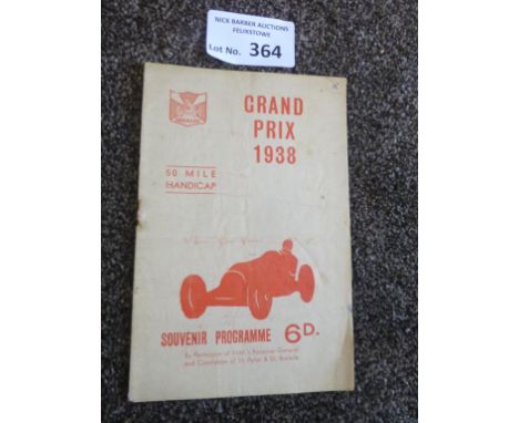 Motor Racing : Jersey - JMC &amp; LCC Grand Prix programme 1938, sl.creases &amp; minor stains within - rare item