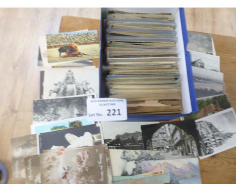 Postcards : Box of 450+ mainly vintage worldwide postcards, used/unused - some good postmarks/RP's &amp; cancellations