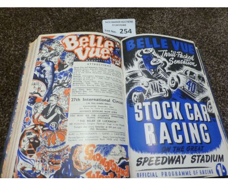 Speedway/Stock Car : Belle Vue Bulletin Bound volume of programmes 1955 32 speedway - 10 stock car - owned by J S Hoskins etc