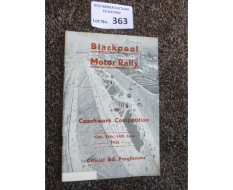 Motor Racing : Blackpool Motor Rally programme - vintage rare item in fine condition 12-14th June 1936