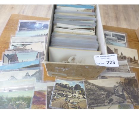 Postcards : Box of 450+ mainly vintage UK postcards inc some RP's/good postmarks, many in sleeves &amp; better