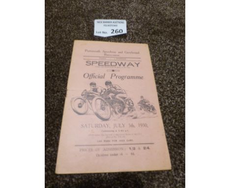 Speedway : Portsmouth v Southampton programme sl.crease 12 pages 05/07/1930 - super rare item in good condition