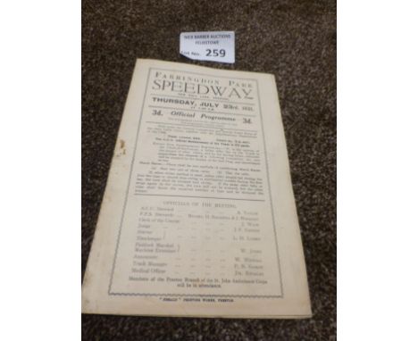 Speedway : Preston - Farringdon Park programme - scratch meeting - 8 pages 23/07/1931 - good condition &amp; rare item