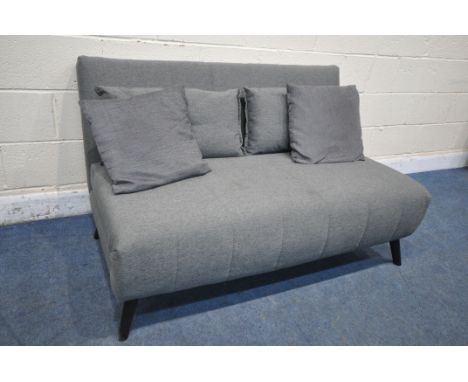 AN M&amp;S CHARCOAL GREY DOUBLE FOLD OUT SOFA BED, width 135cm x depth 86cm x open length 184cm x height  78.5cm (condition r