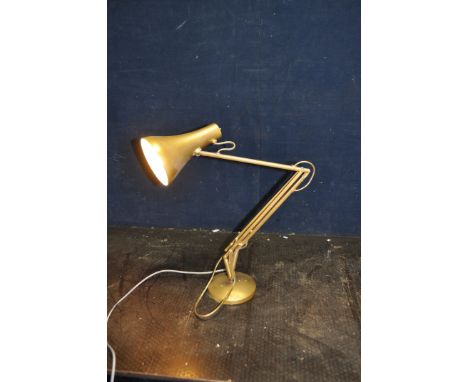 A HERBERT TERRY AND SONS ANGLEPOISE LAMP overpainted in gold (PAT fail due to uninsulated plug but working) (Condition Report