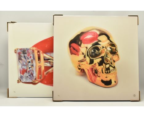 RORY HANCOCK (WELSH 1987) 'ROCK CANDY', a signed limited edition box canvas print of a mouth and a diamond ring, 42/95, with 