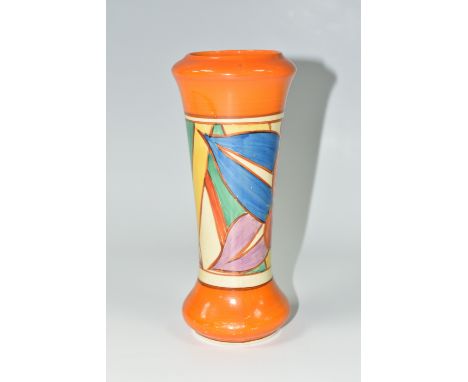 A CLARICE CLIFF 'BERRIES' PATTERN VASE, of tapering form  with inverted rim and bulbous base, painted with stylised leaves an