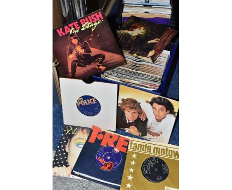TWO CASES OF SINGLE RECORDS, OVER ONE HUNDRED RECORDS, artists include Blondie, The Police, The Village People, Roxy Music, T