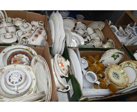 SIX BOXES AND LOOSE DINNER WARES, to include forty eight pieces of Adams 'Cornwall' pattern, other Adams dinner wares includi