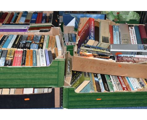 EIGHT BOXES OF CLASSIC OR CONTEMPORARY FICTION BOOKS containing over 305 titles in hardback and paperback formats, authors in