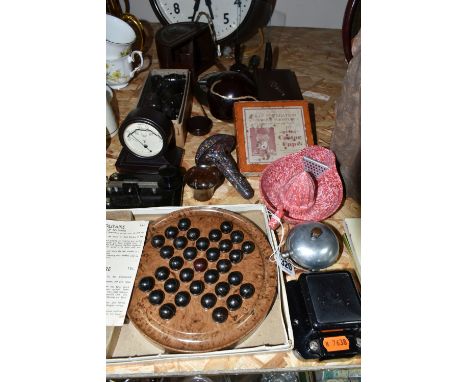 A COLLECTION OF BAKELITE, comprising a boxed set of Solitaire including a full set of Bakelite marbles, a red and white lemon