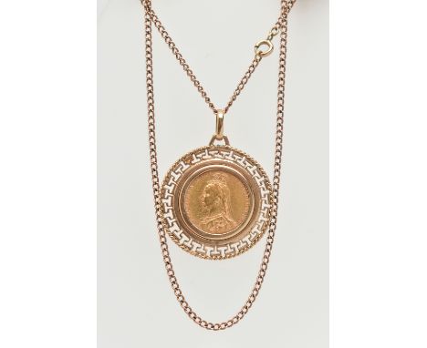 AN 1890 FULL SOVEREIGN PENDANT NECKLACE, depicting Queen Vicotria obverse, George and The Dragon reverse, dated 1890, Melbour